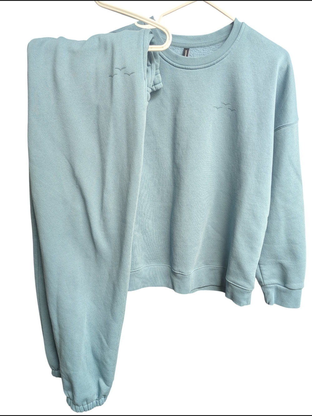 LazyPants Blue Fleece Sweat Set XL | Oversized Crewneck & Joggers Lounge Set